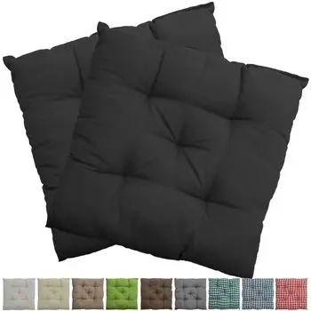 Подушка на стул Genoa 38х38 см, в упаковке 2 подушки для сиденья с стежкой, цвет: серый в клетку NYVI