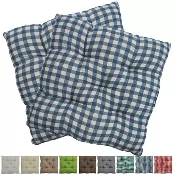 Подушка на стул Genoa 38х38 см, в упаковке 2 подушки для сиденья с стежкой, цвет: антрацит NYVI, синий