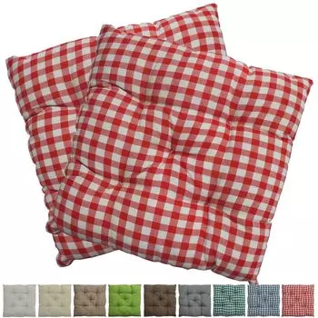 Подушка на стул Genoa 38x38 см, в упаковке 2 подушки для сиденья с стежкой, цвет: черный NYVI, красный