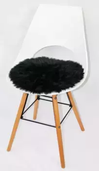 Подушка на стул Heitmann Felle "Ягненок, круглая", чехол на сиденье, мех сиденья, круглая, 45 см, натуральная кожа ягненка, можно стирать 45х45 см, черный