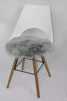 Подушка на стул Heitmann Felle "Ягненок, круглая", чехол на сиденье, мех сиденья, круглая, 45 см, натуральная кожа ягненка, можно стирать 45х45 см, серый