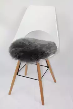 Подушка на стул Heitmann Felle "Ягненок, круглая", чехол на сиденье, мех сиденья, круглая, 45 см, натуральная кожа ягненка, можно стирать 45х45 см, цвет anthrazit + unifarben