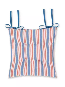 Подушка на стул из хлопка с полосатым принтом Coincasa, темно-синий