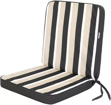 Подушка на стул, короткая спинка, садовое кресло Подушка для сиденья Base HL 99х49х5 см, удобная подушка, садовая подушка Подушка для лежака - графит с бежевыми полосками Hobbygarden
