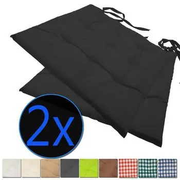 Подушка на стул Nizza 38х38 см, в упаковке 2 подушки для сиденья с стежкой, цвет: серый в клетку NYVI