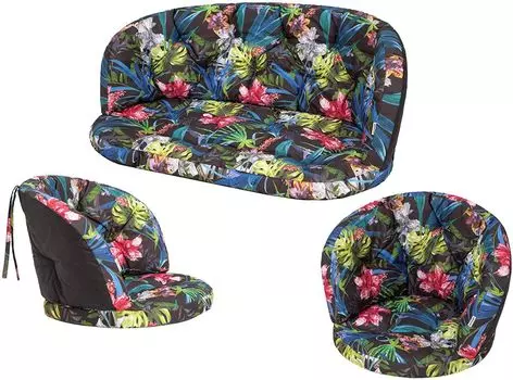Подушка на стул Подушка для стула Подушка для скамейки Качели Садовая подушка Качели Подушки для шезлонга Подушки для отдыха, 60 x 50 см, разноцветные листья Hobbygarden, черный