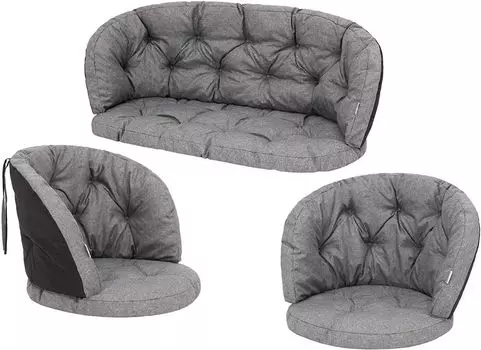 Подушка на стул Подушка для стула Подушка для стула Подушка для скамейки Качели Садовая подушка Качели Подушки для лежака Подушки для отдыха, 2+1, графит - 106x60x5, 2*60x50x5 Hobbygarden, серый