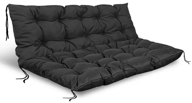 Подушка на стул Подушка-скамейка из европлиты, на качели 120х40+120х80 см, подушка с мягким наполнителем, водостойкий материал KomfortHome, черный