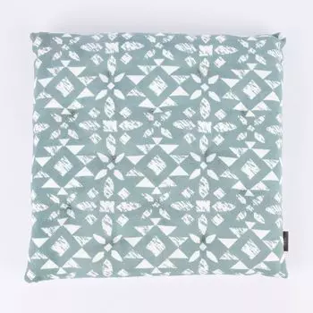 Подушка на стул с завязками бахрома звездочка фактурная ткань натуральный 38х38 Blyco, синий