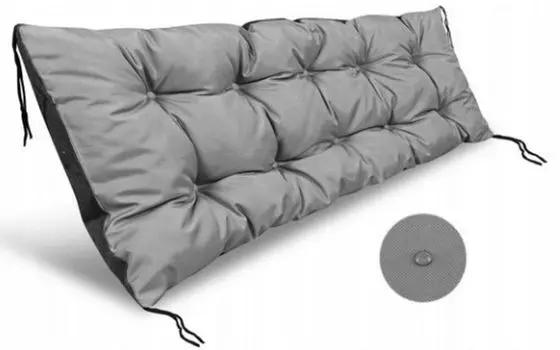 Подушка на стул, скамейку, садовую скамейку, на качелях, прочный материал, водонепроницаемый материал, 180х50 см, цвет темно-серый KomfortHome