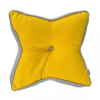 Подушка напольная HOMESCAPES звезда 100% хлопок с наполнителем из полиэстера желтого и серого цвета, желтый