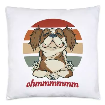 Подушка Ohmmm с наполнителем для медитации, йоги, милой собаки, идея подарка, студия йоги, психическое здоровье Hey!Print