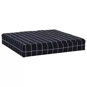 Подушка-паллет vidaXL, черная клетка с узором 60x60x8 см, ткань Оксфорд, черный