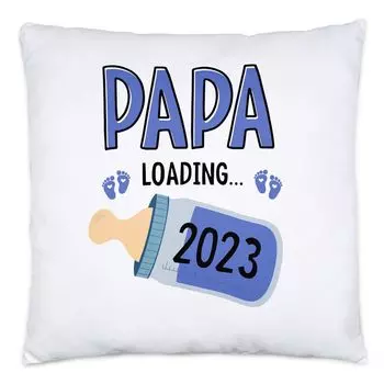 Подушка Papa Loading 2023 с наполнителем, подарок будущим отцам, детские новости с планкой Loading, идея подарка для беременных Hey!Print