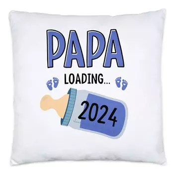Подушка Papa Loading 2024 с наполнителем, подарок будущим отцам, детские новости с планкой Loading, идея подарка для беременных Hey!Print