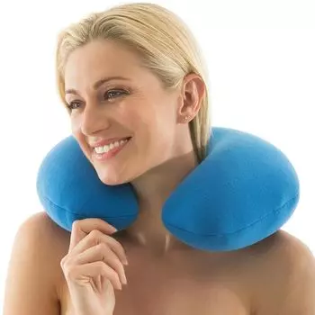 Подушка под шею Nuca 32x31 синяя, полиэстер, трикотаж CelinaTex