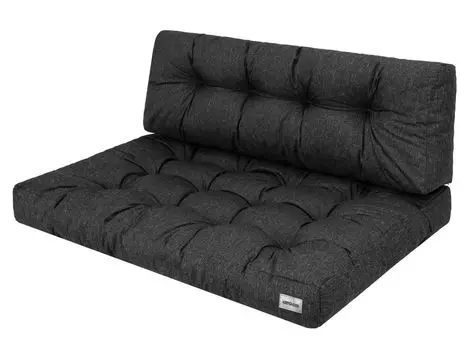 Подушка-поддон, садовая подушка, шезлонг, место для встреч, место для вечеринки, с возможностью расстановки по желанию, эко-бельё чёрное, 120 х 80 см, 120 х 40 см Stanisaw Jurga, черный