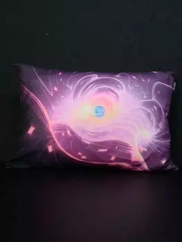 Подушка PSYWORK черная подсветка неон "Blacklight Universe", 50x70см