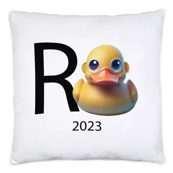 Подушка R Duck 2023 с наполнителем, подарок на пенсию, резиновая утка на пенсию, шутка Hey!Print