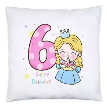 Подушка С Днем Рождения Шестилетнему Дню Рождения Девочке Шестой День Рождения С Днем Рождения Принцесса Hey!Print