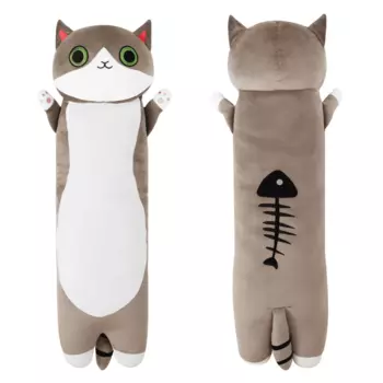 Подушка с мультяшным принтом Kumikumi Cat, серый