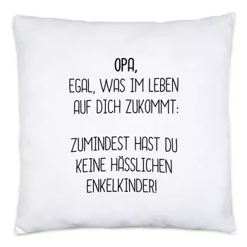 Подушка с наполнителем Дедушке Хоть не уродливым внукам смешная идея подарка лучшему дедушке Hey!Print