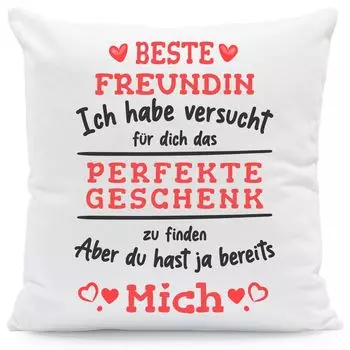Подушка с принтом и надписью Идеальный подарок: без наполнения Лучший друг Gravurzeile