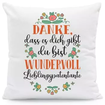 Подушка с принтом и надписью Спасибо, что вы есть, вы прекрасны: с наполнением Крестная мама Gravurzeile