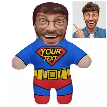 Подушка с вашей фотографией Персонализированный забавный фото-подарок с вашим собственным лицом Подушка с фотографией высотой 45 см на день рождения Мотив для Дня отца Фото-подушка Super Dad Papa [091] Ferocity