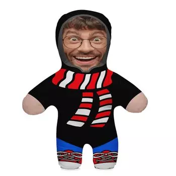 Подушка с вашей фотографией Персонализированный забавный фото-подарок с вашим собственным лицом Подушка с фотографией высотой 45 см на день рождения Мотив ко Дню отца Мальчик с шарфом [091] Ferocity