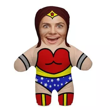 Подушка с вашей фотографией Персонализированный забавный фото-подарок с вашим собственным лицом Подушка с фотографией высотой 45 см на день рождения Мотив для Дня отца Фото-подушка Wonder Lady [091] Ferocity