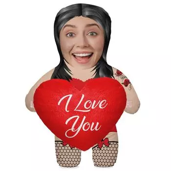 Подушка с вашей фотографией Персонализированный забавный фотоподарок с изображением вашего собственного лица Фотоподушка высотой 45 см для девичника на 18-й день рождения с мотивом Gorset HEART [091] Ferocity