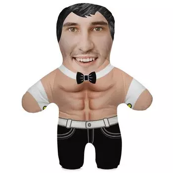 Подушка с вашей фотографией Персонализированный забавный фотоподарок с вашим собственным лицом. Подушка с фото высотой 45 см для девичника на 18-й день рождения с мотивом Мистер Галстук-бабочка [091] Ferocity