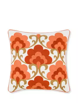 Подушка с вышивкой дамасским узором 45х45см Coincasa, белый