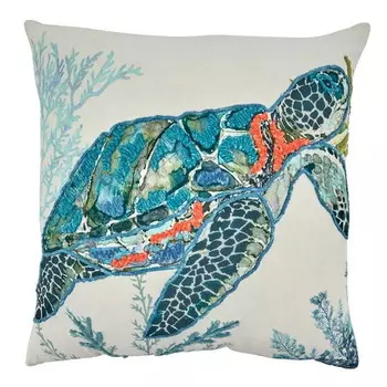 Подушка Saro Lifestyle Sea Turtle, белый / морской