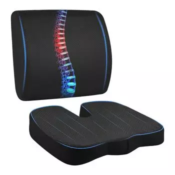 Подушка сиденья Backright - набор из 2 шт., ортопедическая подушка сиденья, нескользящая, моющаяся, эргономичная, снимает давление на копчик, уменьшает боль, Lixada