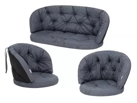 Подушка сиденья для стула из ротанга, подушка для скамейки, качели, садовая подушка, подушка для качелей, подушка для шезлонга, подушка для места отдыха, 2 + 1, темно-синий Hobbygarden