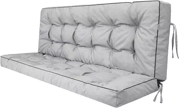 Подушка сиденья Подушка для скамейки Подушка для скамейки для садовой скамейки Подушка для качелей Напольная подушка для качелей на крыльце на открытом воздухе и в помещении - 150 см - бежевый Hobbygarden, серый