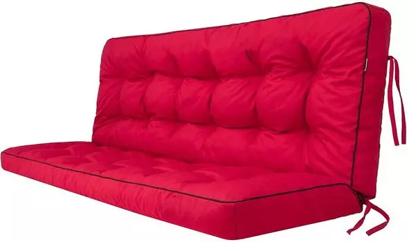 Подушка сиденья подушка скамьи подушка скамьи подушка для садовой скамейки подушка для качелей на веранде на открытом воздухе/в помещении, ширина - 140x49 см и спинка 140x56 см - черный Hobbygarden, красный