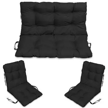 Подушка сиденья Подушка скамьи Подушка для скамейки Подушка для садовой скамейки Подушка для качелей Напольная подушка Подушка для качелей на веранде на открытом воздухе и в помещении - 150 см - графит SuperKissen24., черный