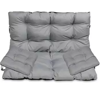 Подушка сиденья Подушка скамьи Подушка скамейки - 140x50 см и спинка 140x60 см с комплектом подушек для стула 2 45x45 см - для улицы и для дома - черный SuperKissen24., серый