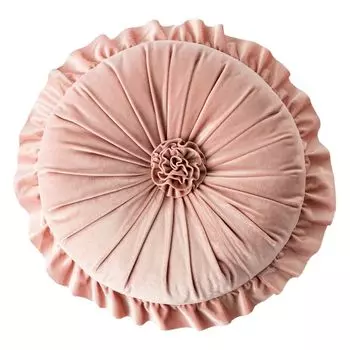 Подушка сиденья с рюшами Супер мягкая удобная эластичная декоративная круглая офисная подушка с полным наполнителем для поддержки спины плюшевая подушка для дома розовая Stuttg
