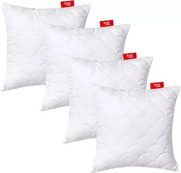 Подушка стеганая премиум-класса SOFTIMI - антиаллергенная - против клещей - без запаха, можно сразу использовать - с регулировкой жесткости (набор из 4 штук 40х40 см)
