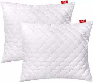 Подушка стеганая премиум-класса SOFTIMI - антиаллергенная - против клещей - без запаха, можно сразу использовать - с регулировкой жесткости (комплект 2 шт. 70х90 см)