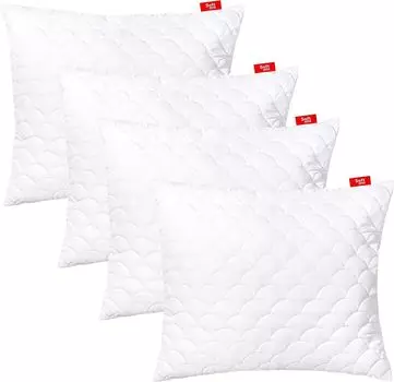 Подушка стеганая премиум-класса SOFTIMI - антиаллергенная - против клещей - без запаха, можно сразу использовать - с регулировкой жесткости (комплект из 4 штук 70х90 см)