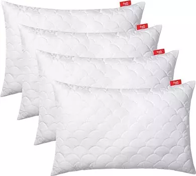 Подушка стеганая премиум-класса SOFTIMI - антиаллергенная - против клещей - без запаха, можно сразу использовать - с регулировкой жесткости (комплект из 4 штук 50х90 см)