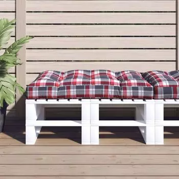Подушка The Living Store Pallet красная с узором в клетку 120х80х12 см ткань