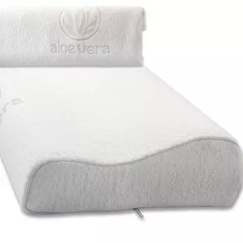 Подушка Toledo Visco 50x30x10-7 с 2-мя чехлами из вспененного полиуретана Aloe Vera волнистая форма aqua-textil