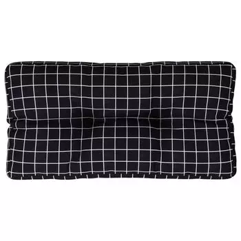 Подушка vidaXL Pallet, черная клетка с узором 80x40x12 см, ткань