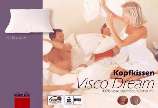 Подушка Visco Dream Kirsten Balk - 40х80 см - Идеальная эргономика для спокойного сна